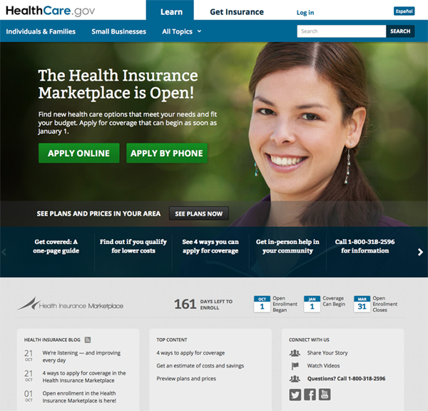 Healthcare.gov homepage